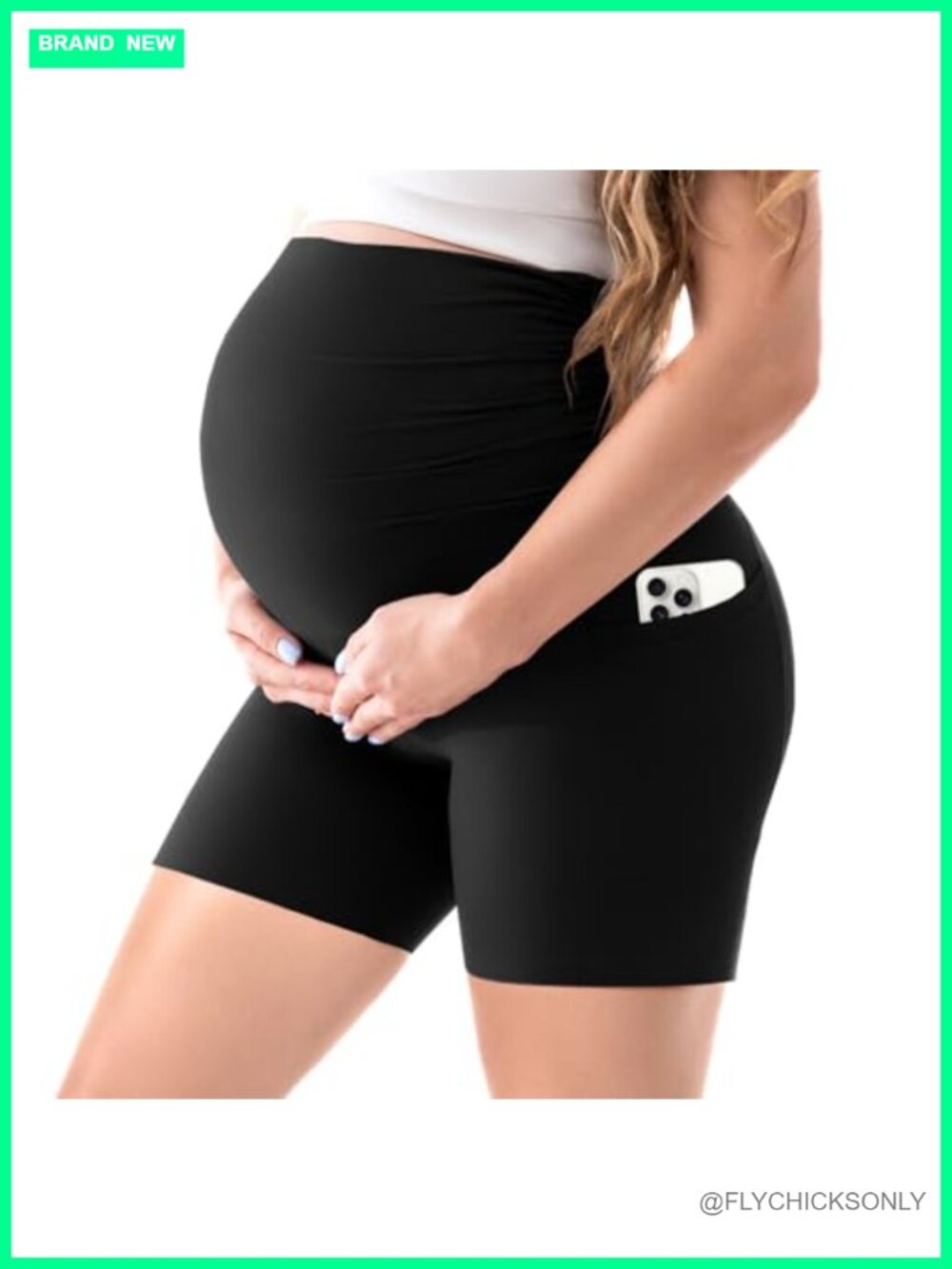 Maternity Shorts with Pockets Over the Belly High Waist Pull On